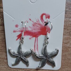 NWT HANDMADE STAR FISH SILVER EARRINGS